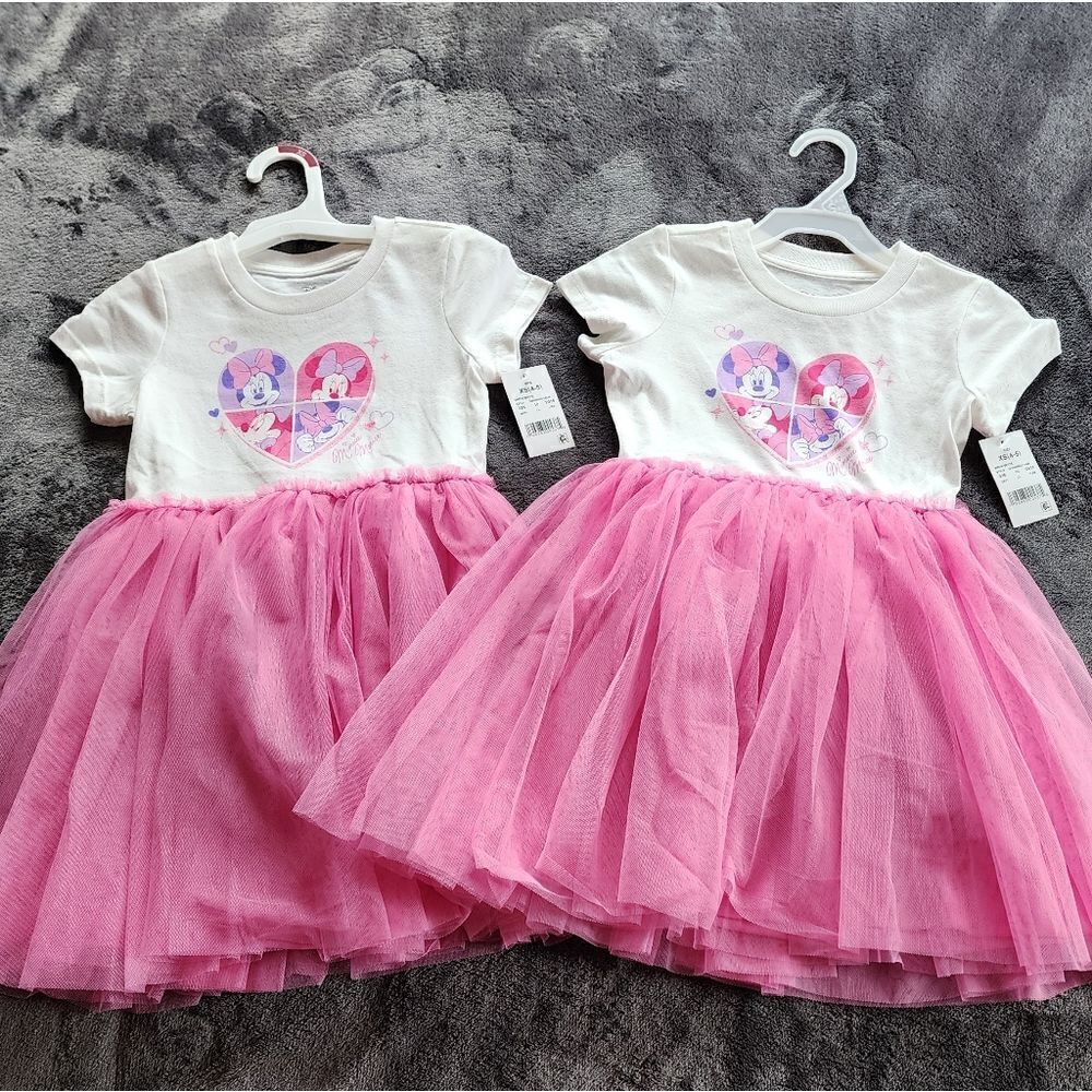 NEW girl's Minnie Mouse Heart Valentine's day Spring Summer Dress bundle of 2